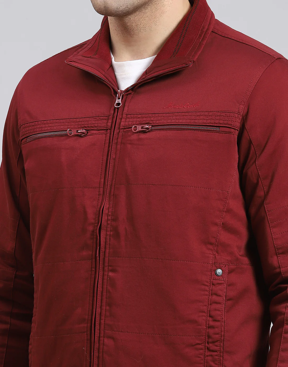 Men Red Solid Collar Full Sleeve Jacket - Image 7