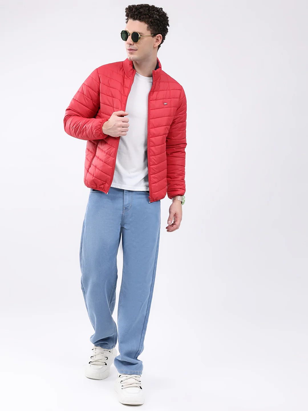 Men Red Solid Collar Full Sleeve Jacket - Image 2