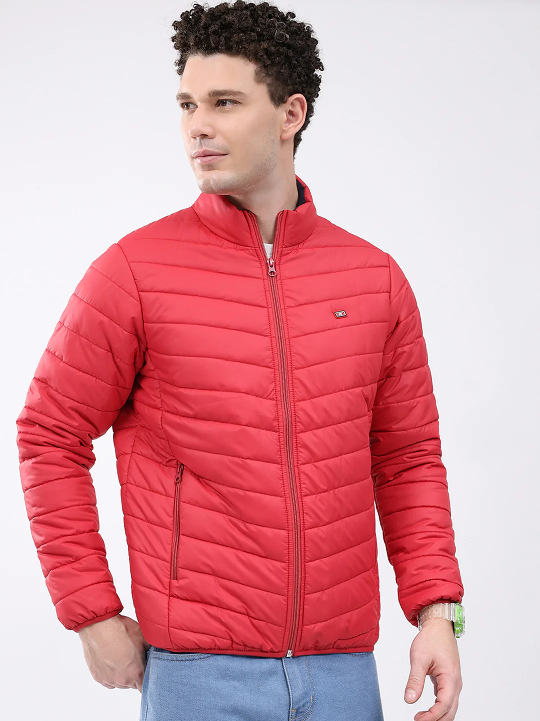 Men Red Solid Collar Full Sleeve Jacket - Image 4