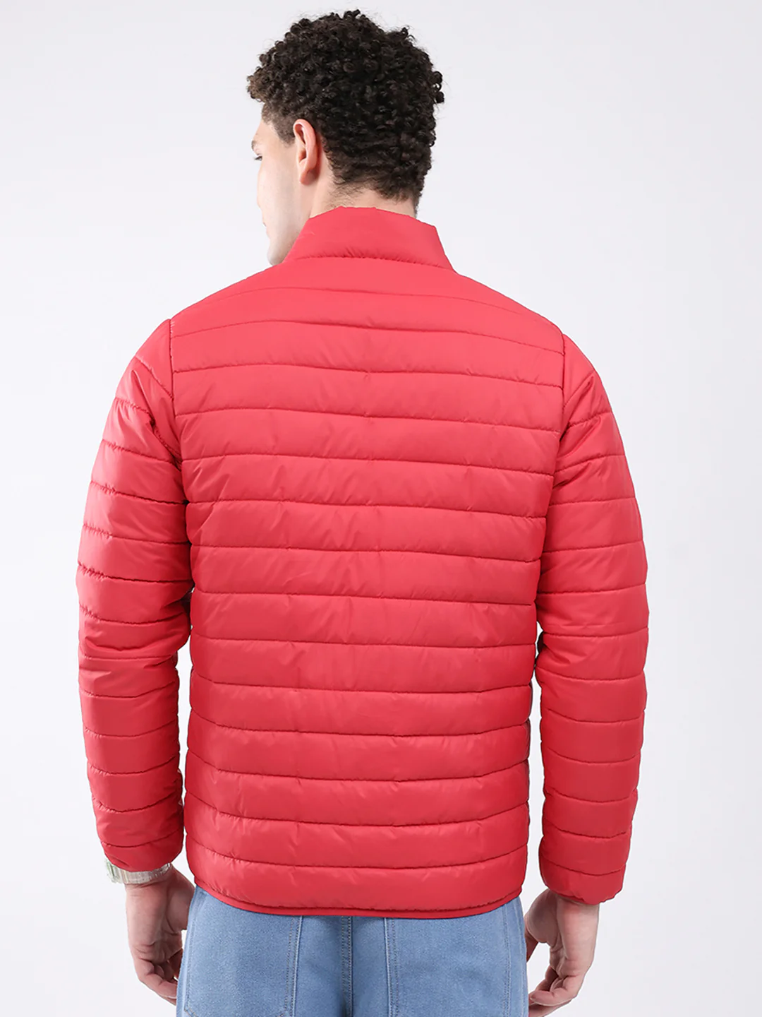 Men Red Solid Collar Full Sleeve Jacket - Image 5
