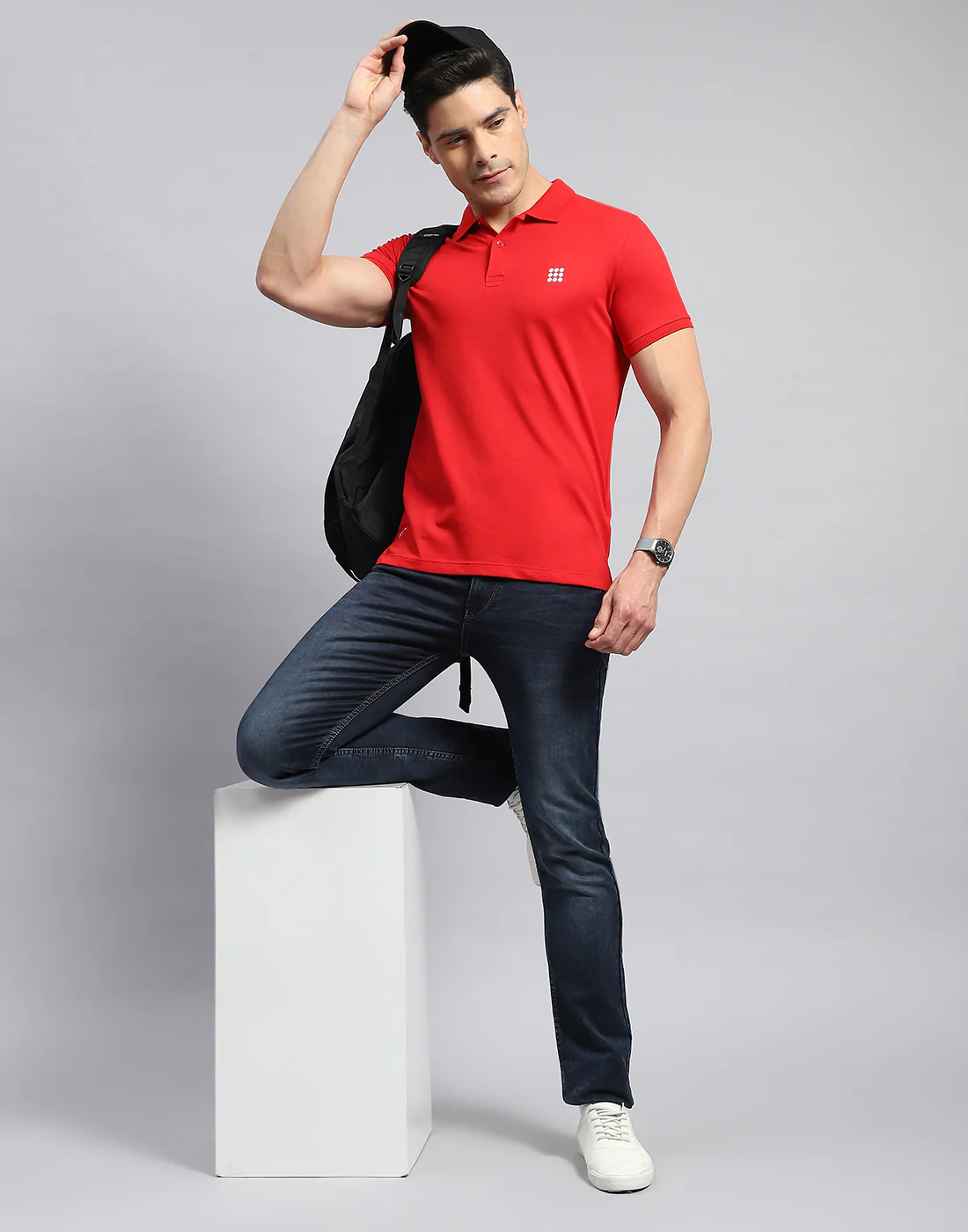 Rock.it Men Red Solid Collar Half Sleeve T-Shirt - Image 2