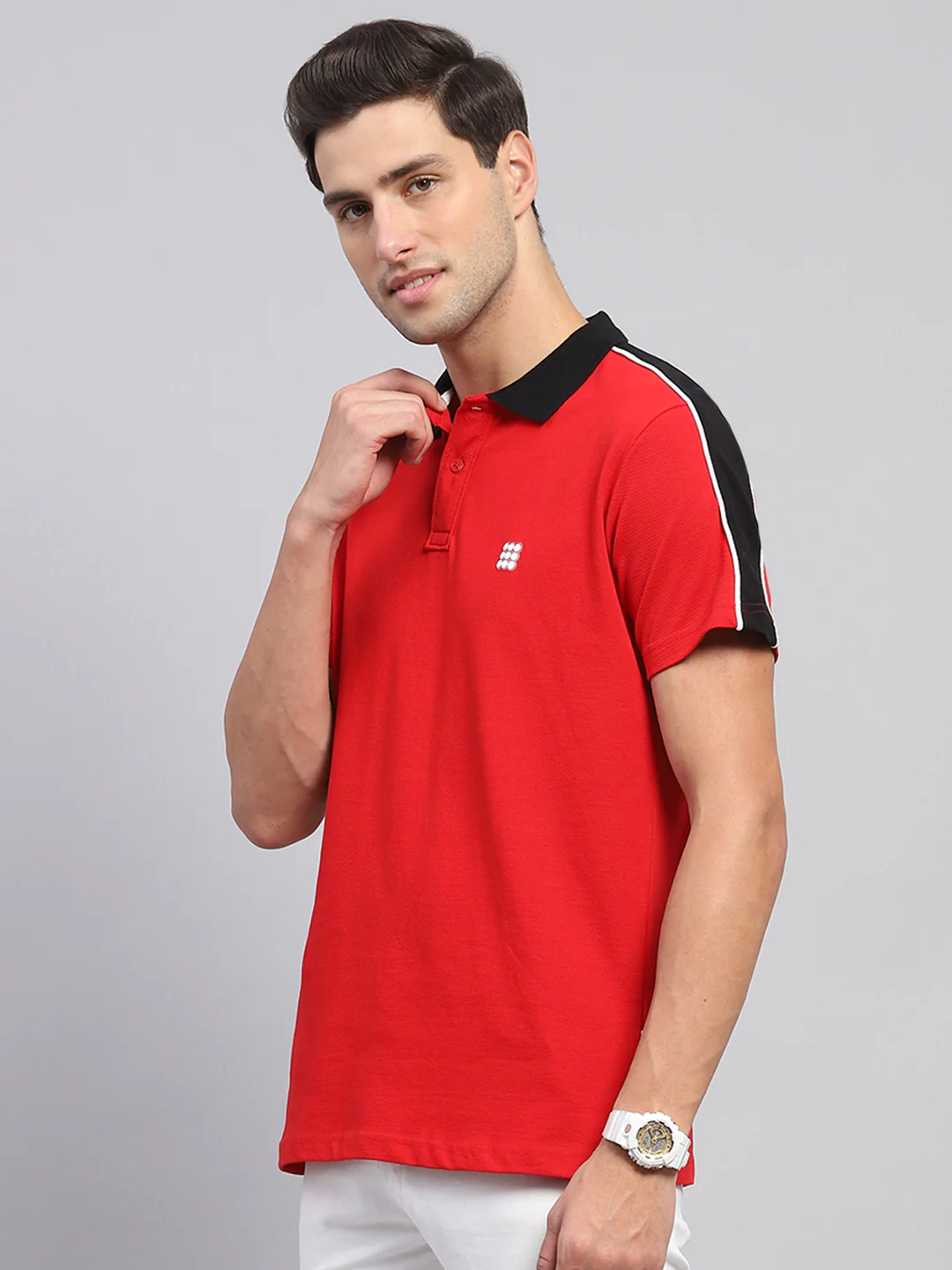 Rock.it Men Red Solid Collar Half Sleeve T-Shirt - Image 3