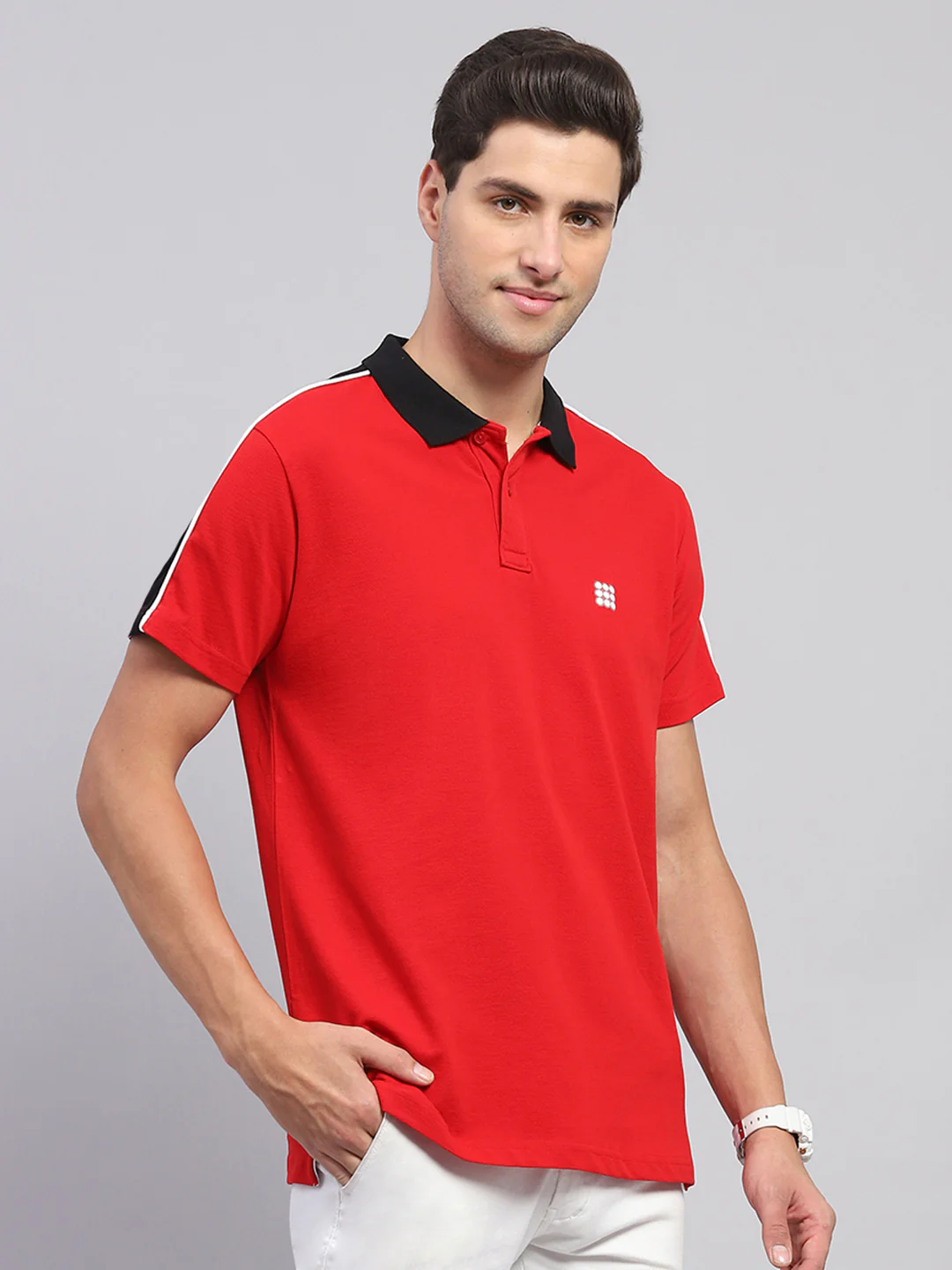 Rock.it Men Red Solid Collar Half Sleeve T-Shirt - Image 4