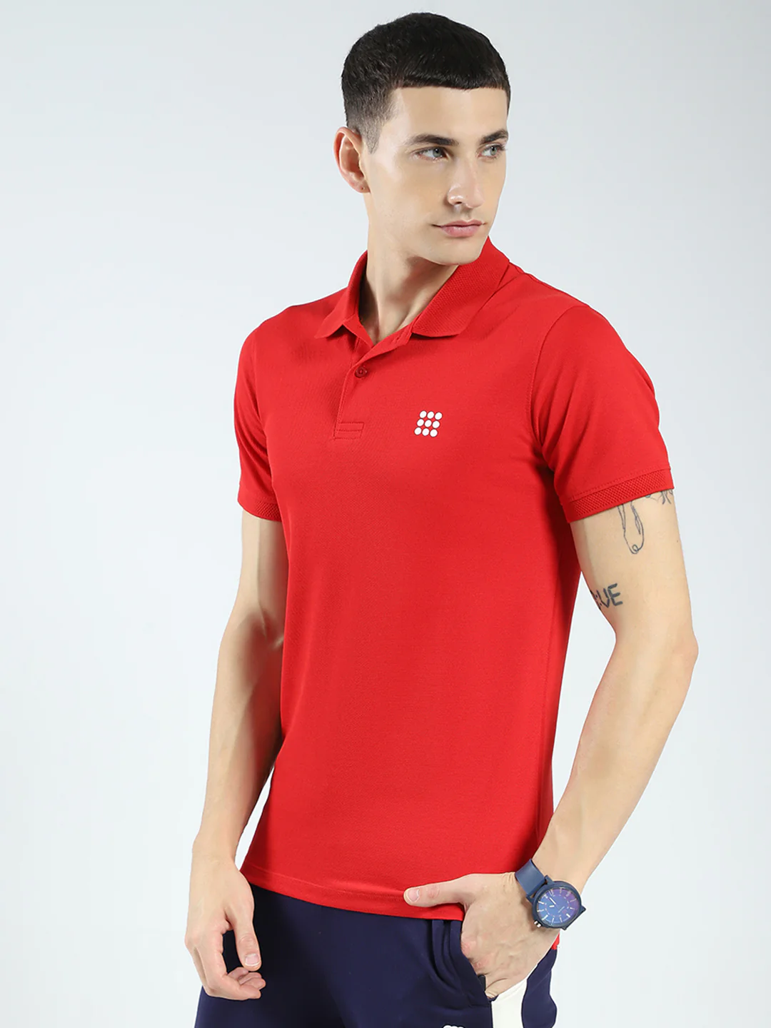 Rock.it Men Red Solid Collar Half Sleeve T-Shirt - Image 3