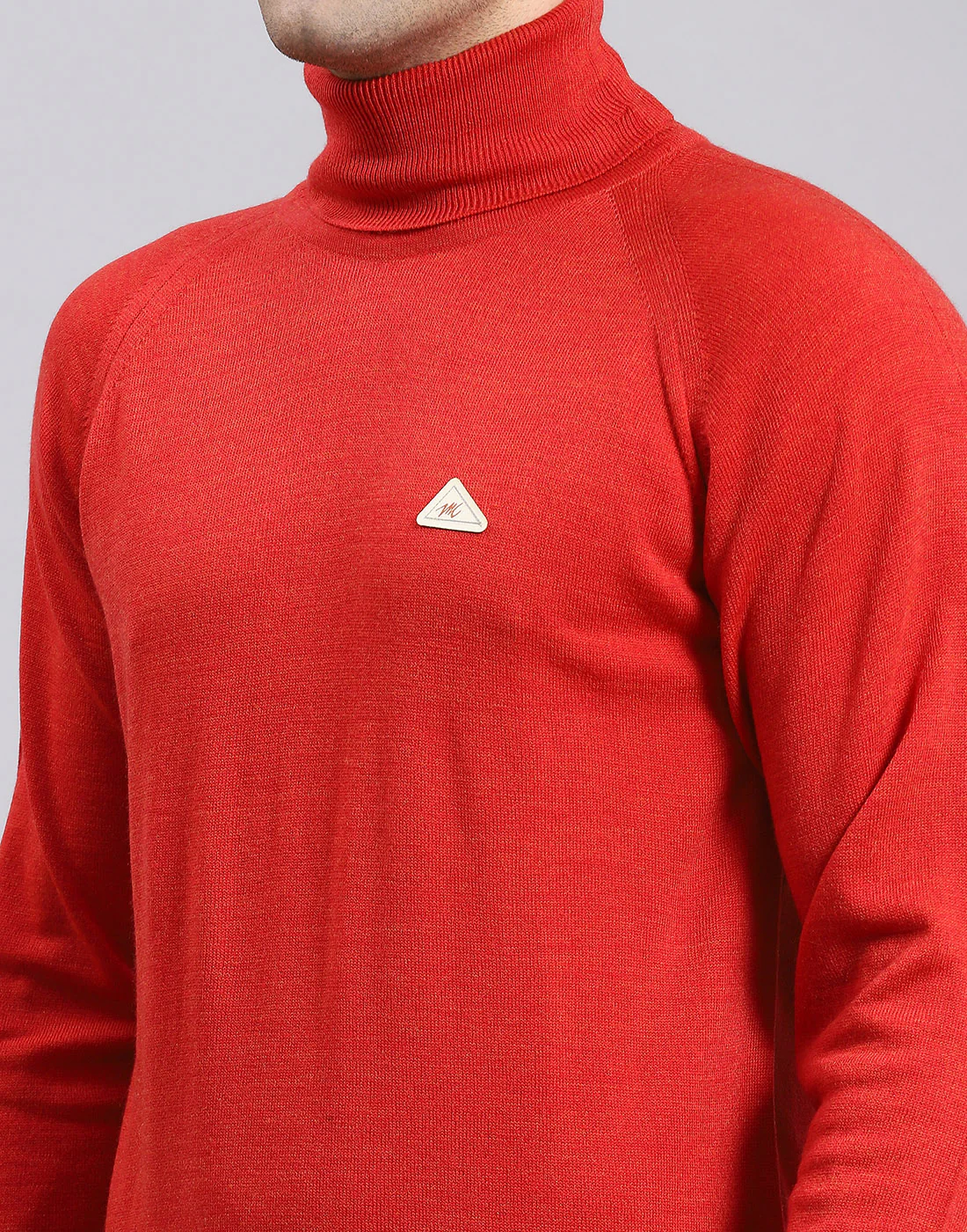 Men Red Solid High Neck Full Sleeve Pullover - Image 6