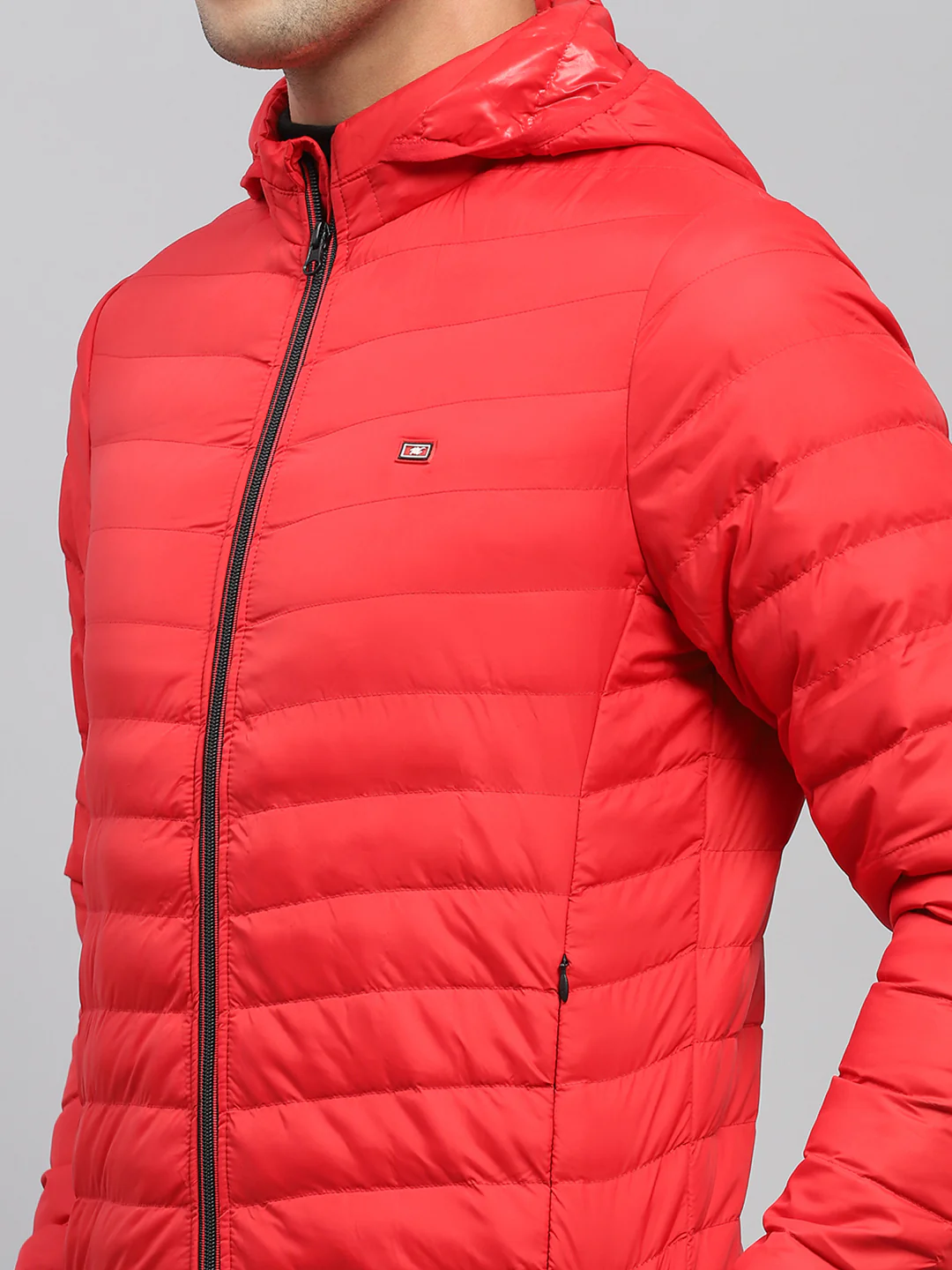 Men Red Solid Hooded Full Sleeve Jacket - Image 6