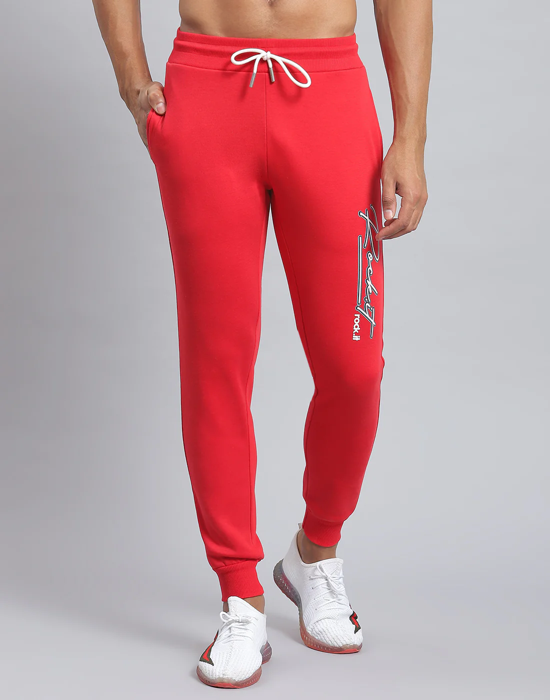 Rock.it Men Red Solid Hooded Full Sleeve Tracksuit - Image 8