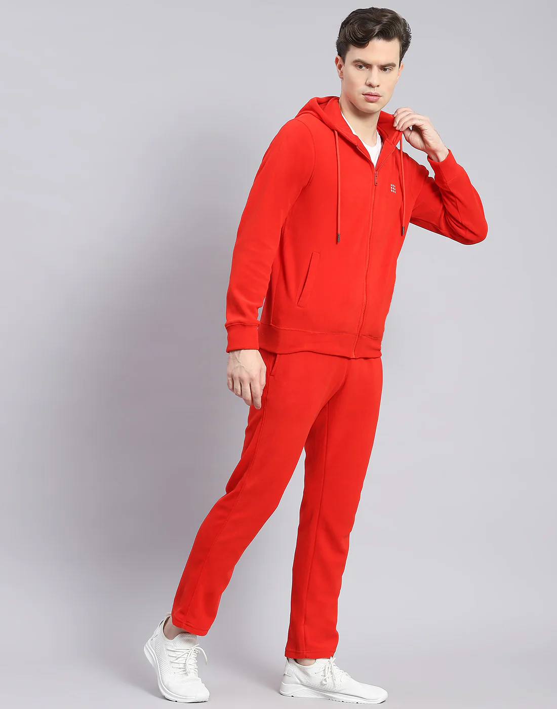 Rock.it Men Red Solid Hooded Full Sleeve Tracksuit - Image 4