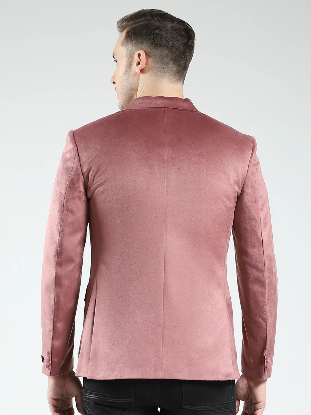 Men Red Solid Notch Lapel Collar Full Sleeve Blazer - Image 5