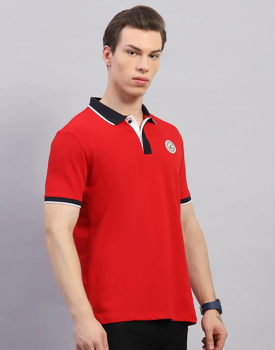 Rock.it Men Red Solid Polo Collar Half Sleeve T-Shirt - Image 4