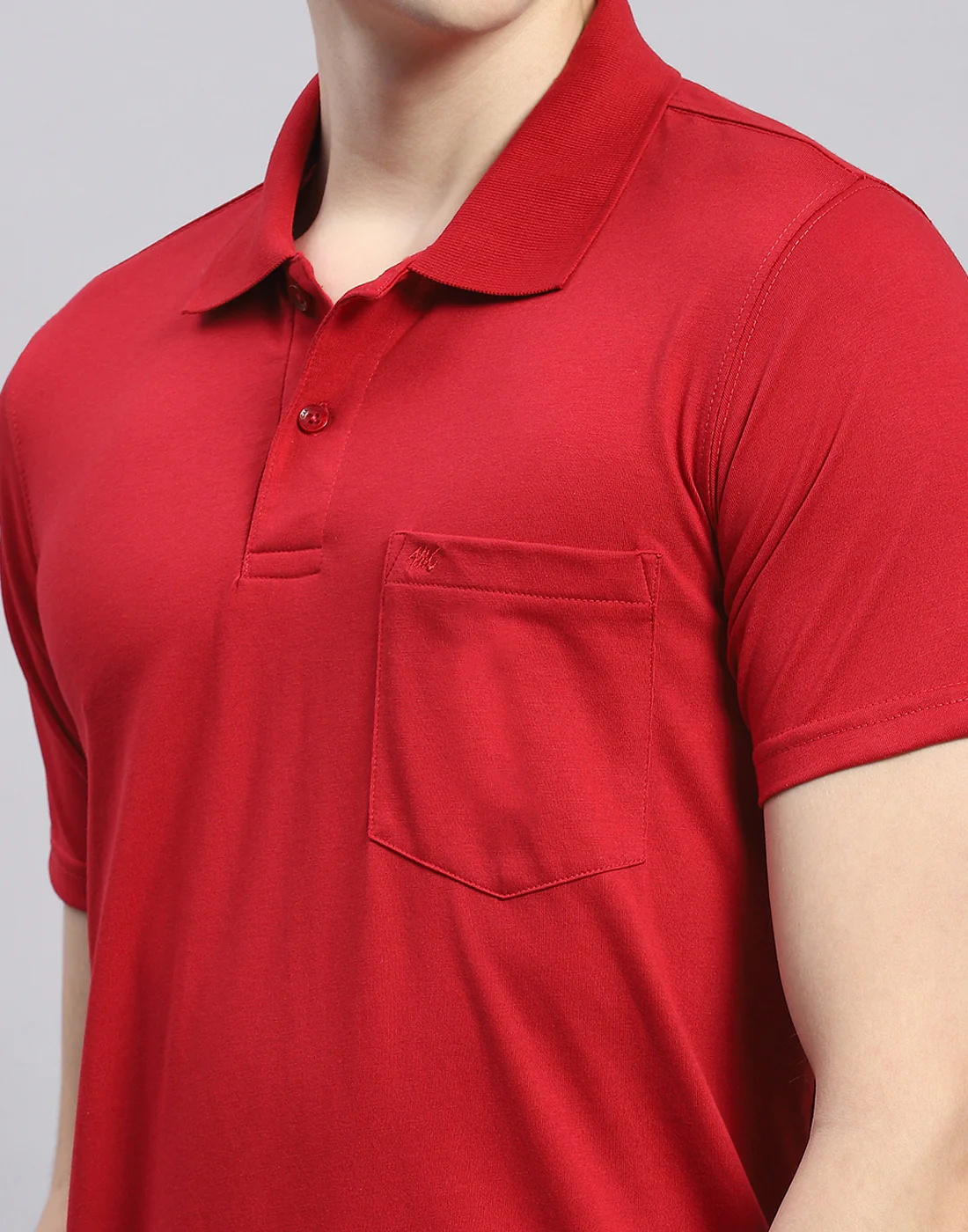 Men Red Solid Polo Collar Half Sleeve T-Shirt - Image 7