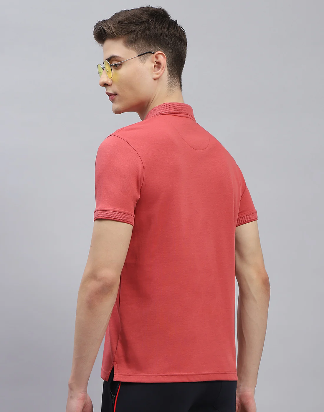 Men Red Solid Polo Collar Half Sleeve T-Shirt - Image 5
