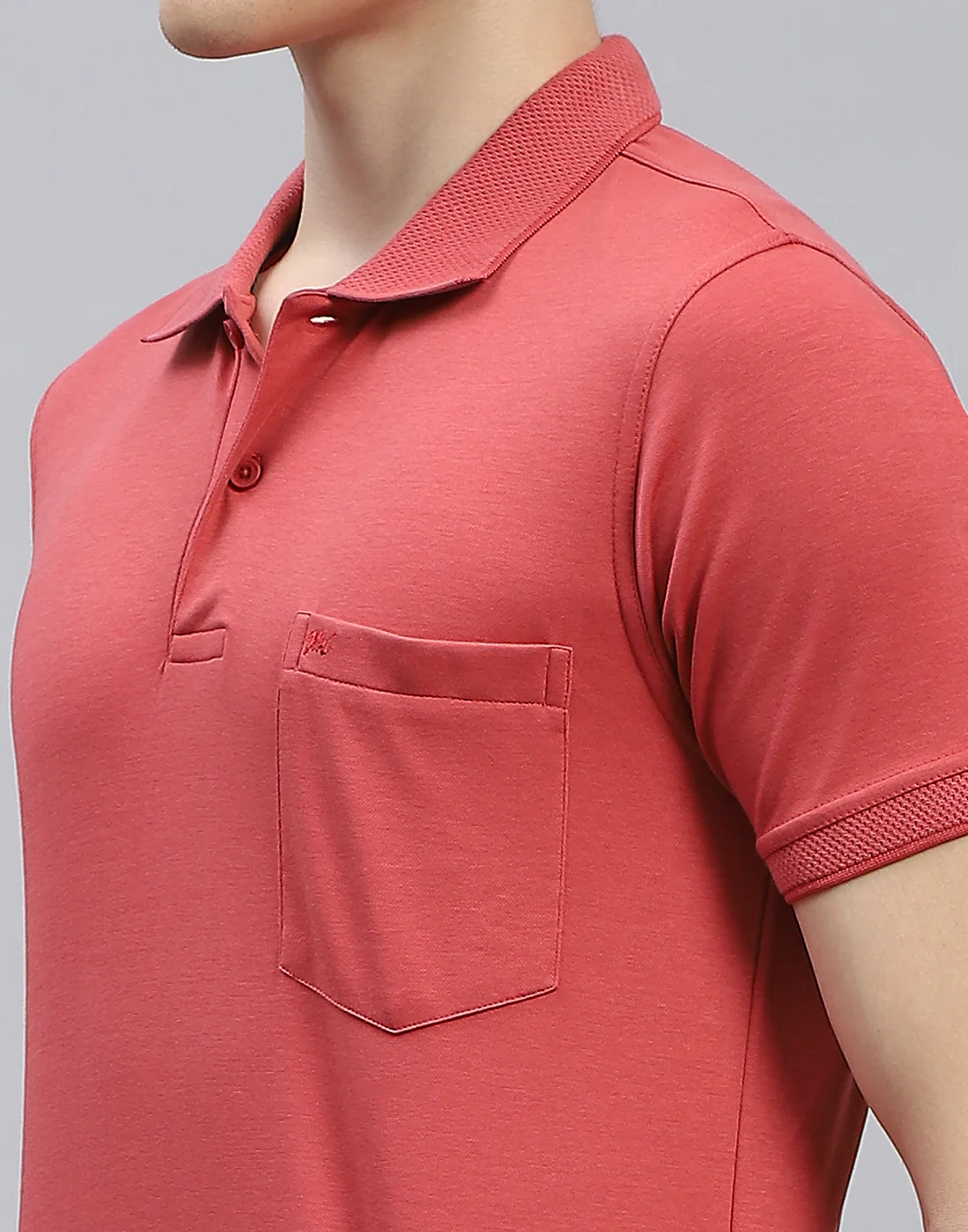 Men Red Solid Polo Collar Half Sleeve T-Shirt - Image 6