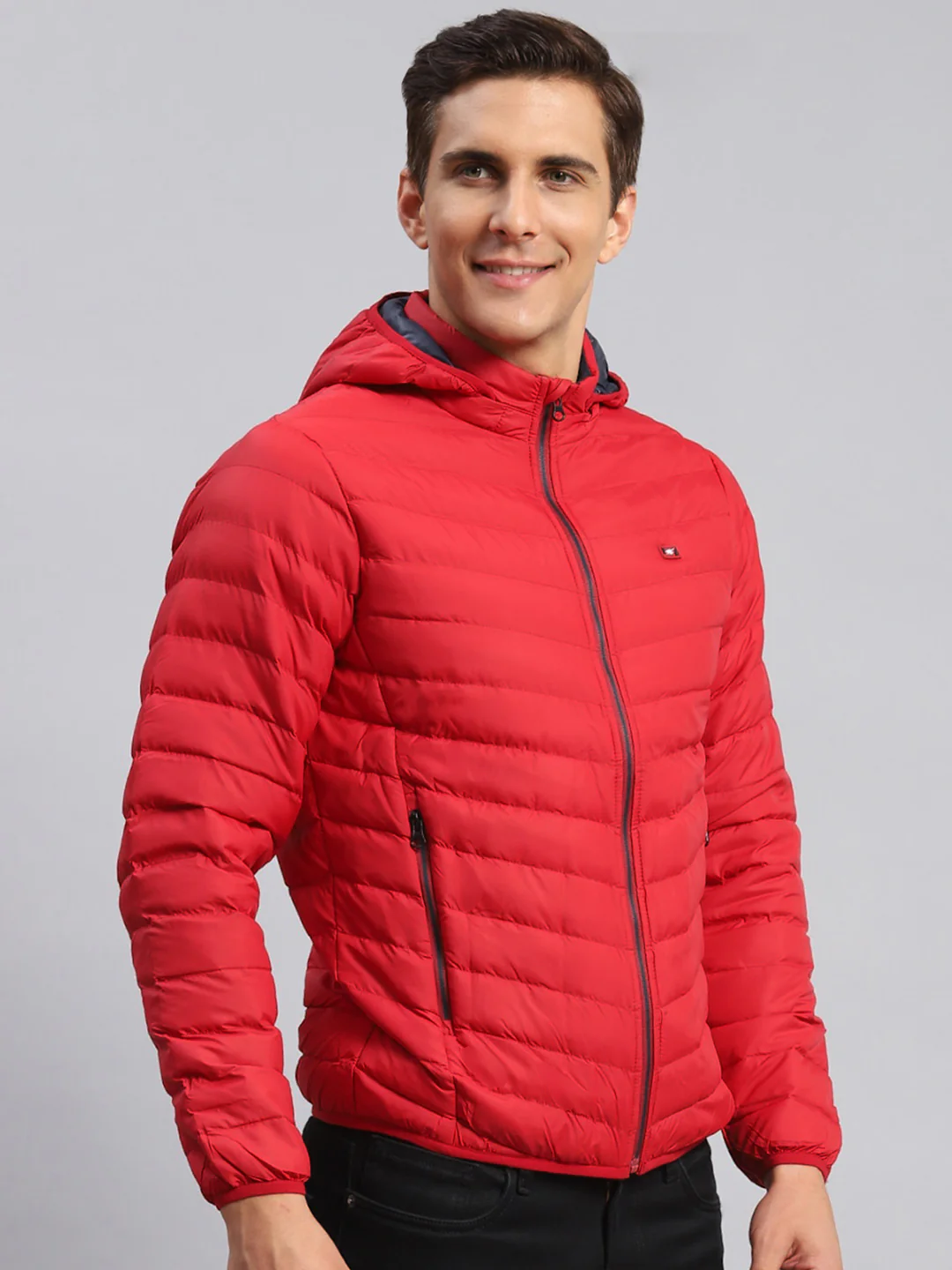 Men Red Solid Polyester Blend Jacket - Image 3