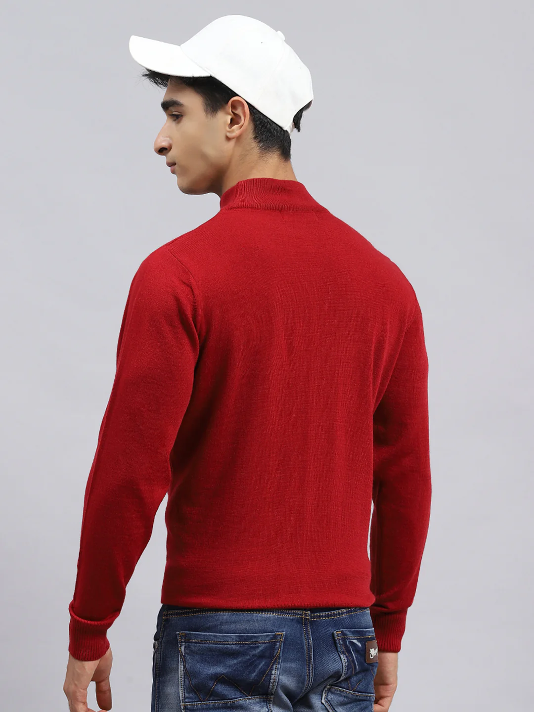 Men Red Solid Pullover - Image 5