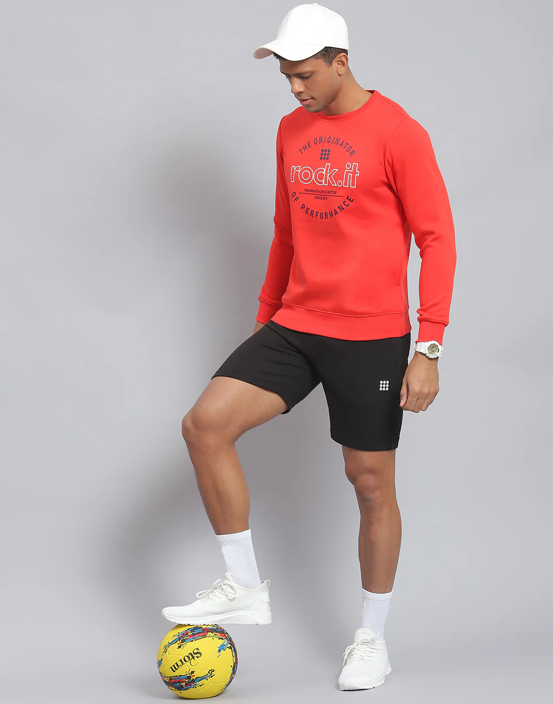 Rock.it Men Red Solid Round Neck Full Sleeve Sweatshirt - Image 2
