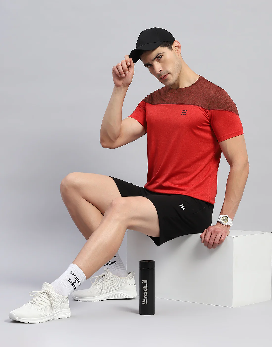 Rock.it Men Red Solid Round Neck Half Sleeve T-Shirt - Image 2