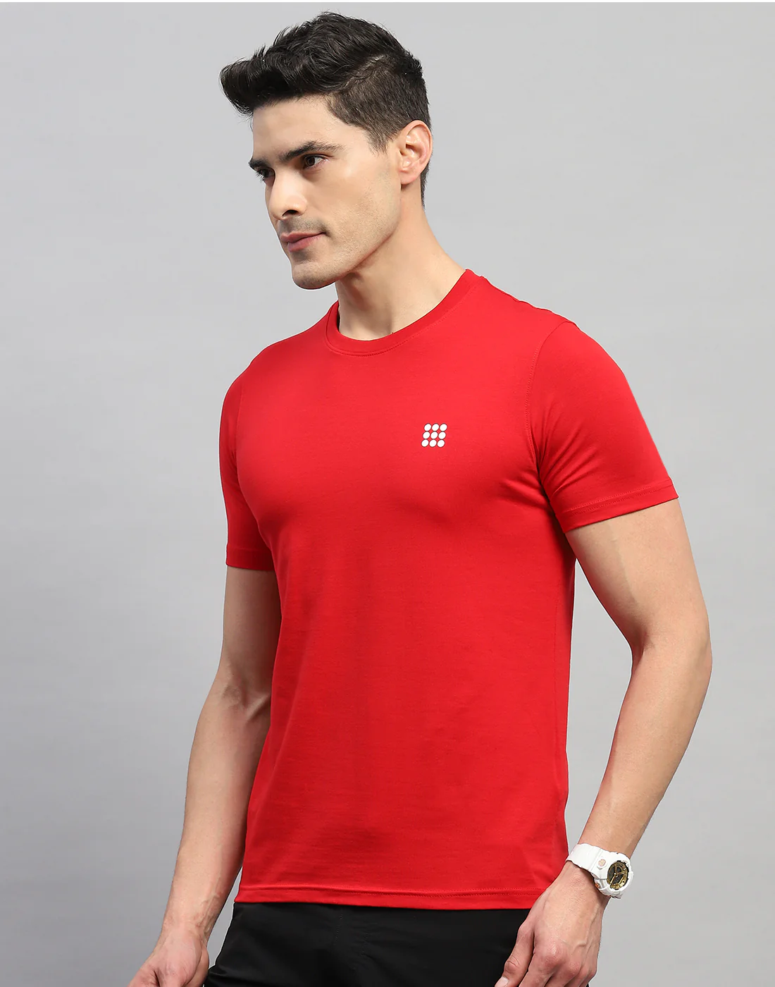 Rock.it Men Red Solid Round Neck Half Sleeve T-Shirt - Image 3