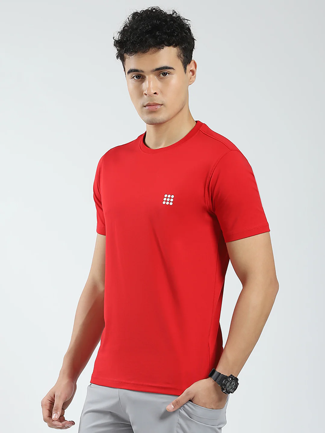 Rock.it Men Red Solid Round Neck Half Sleeve T-Shirt - Image 3