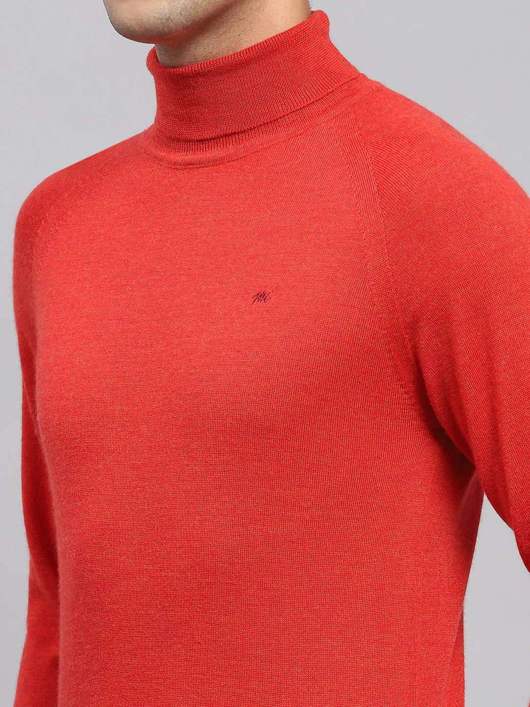 Men Red Solid Turtle Neck Full Sleeve Pullover - Image 6