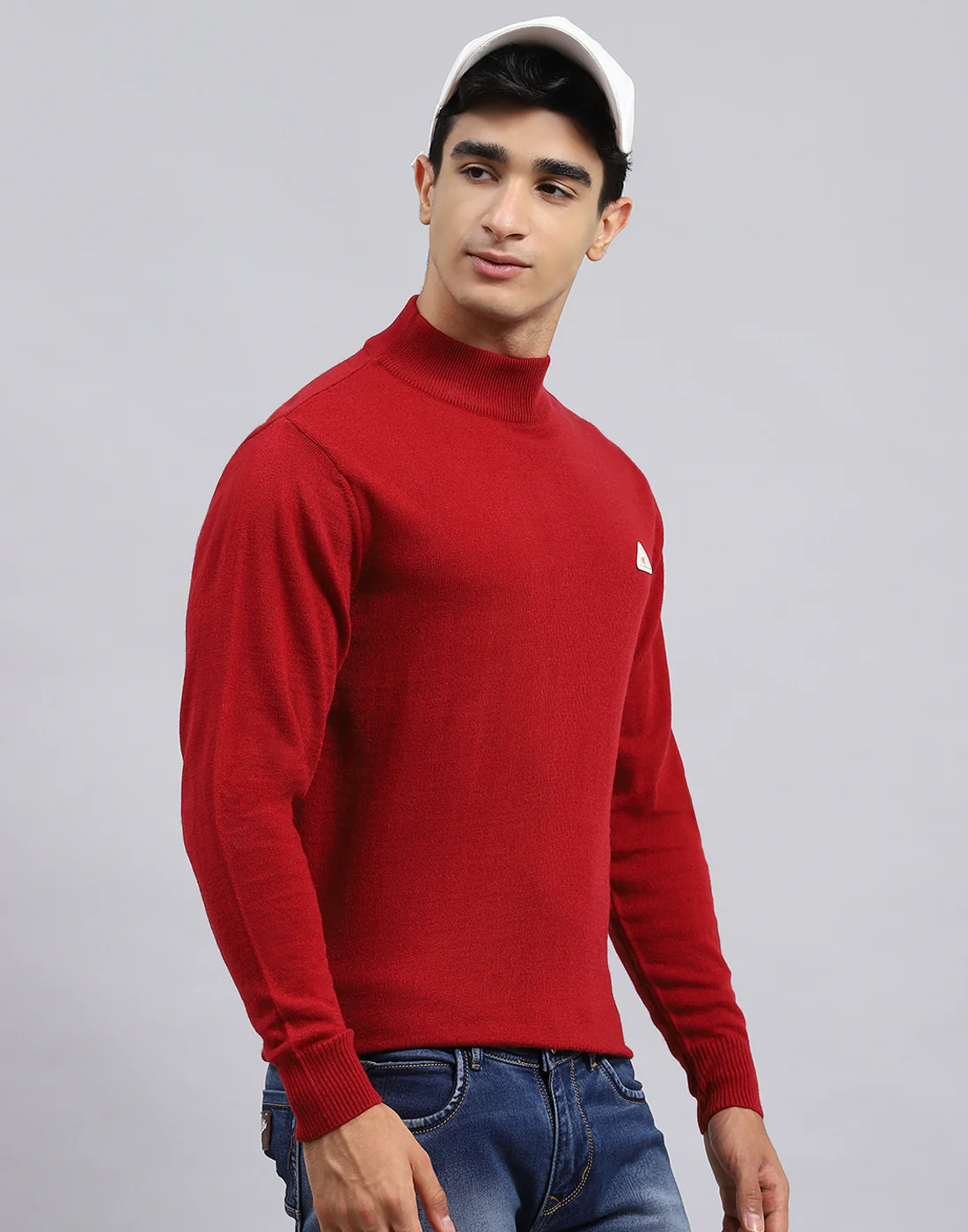 Men Red Solid Turtle Neck Full Sleeve Pullover - Image 4