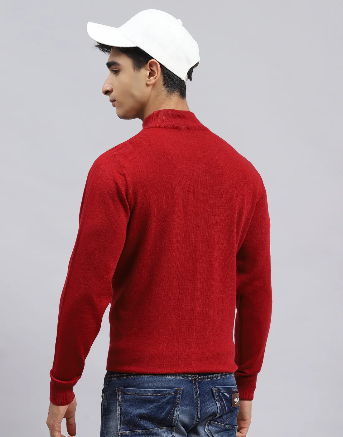 Men Red Solid Turtle Neck Full Sleeve Pullover - Image 5
