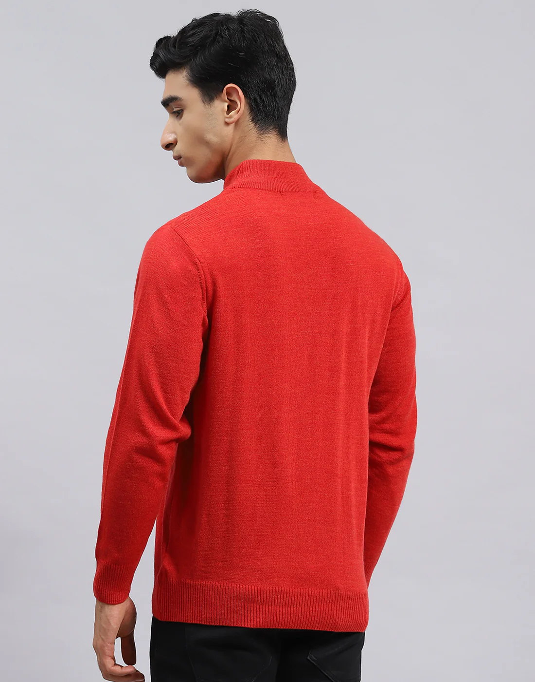Men Red Solid Turtle Neck Full Sleeve Pullover - Image 5