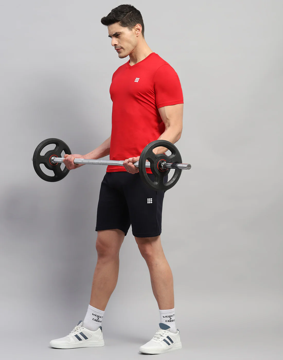 Rock.it Men Red Solid V Neck Half Sleeve T-Shirt - Image 2