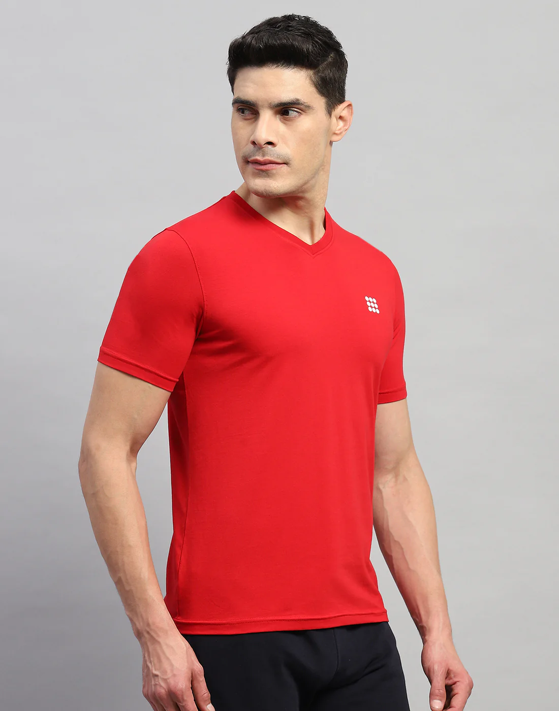 Rock.it Men Red Solid V Neck Half Sleeve T-Shirt - Image 4