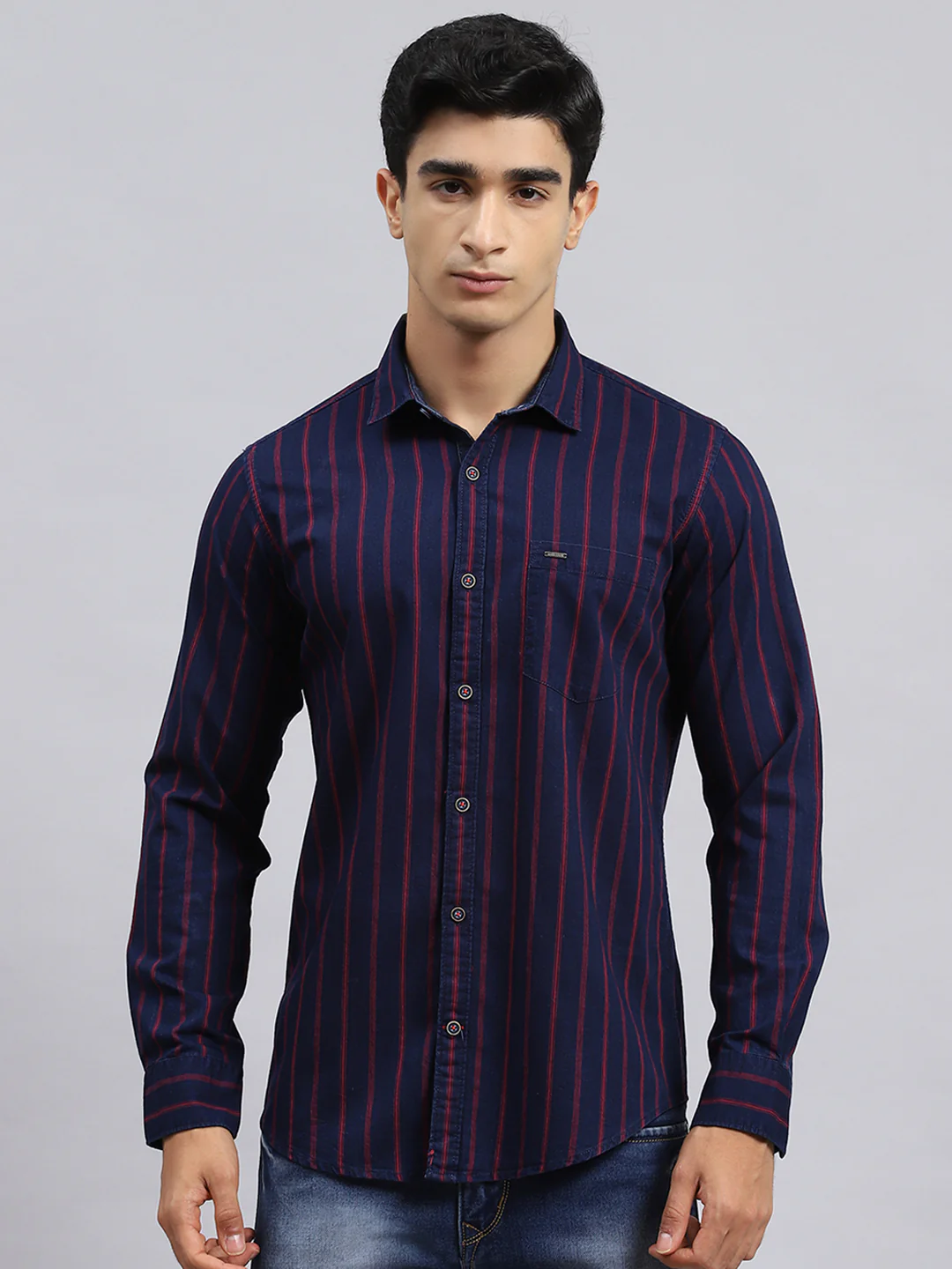 Men Red Stripe Shirt - Image 2