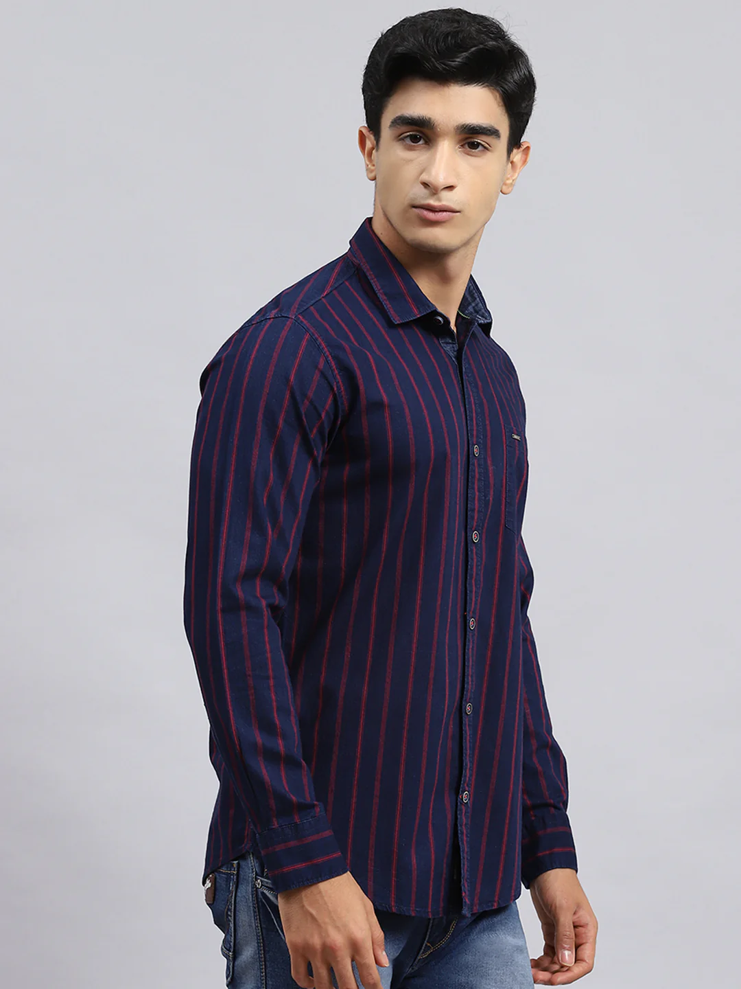 Men Red Stripe Shirt - Image 3