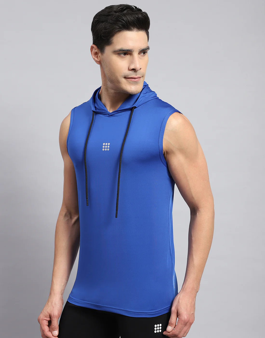 Rock.it Men Royal Blue Solid Hooded Sleeveless T-Shirt - Image 3