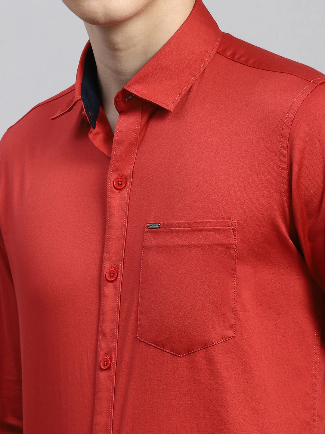 Men Rust Orange Printed Shirt - Image 6