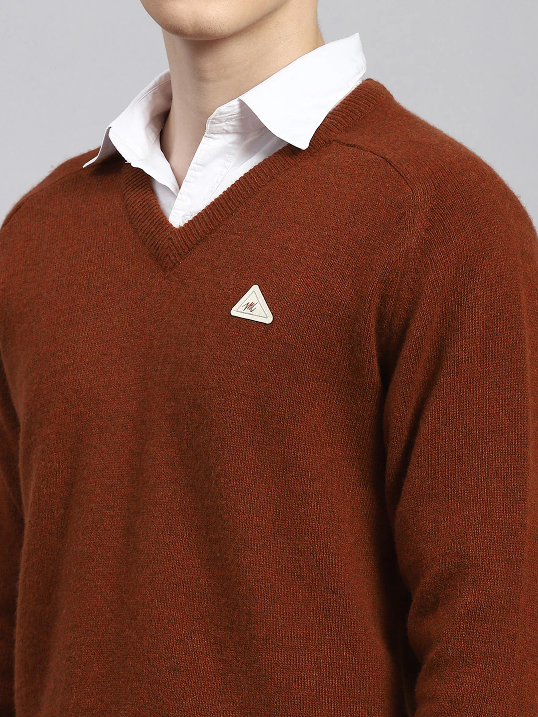 Men Rust Orange Solid Pullover - Image 6