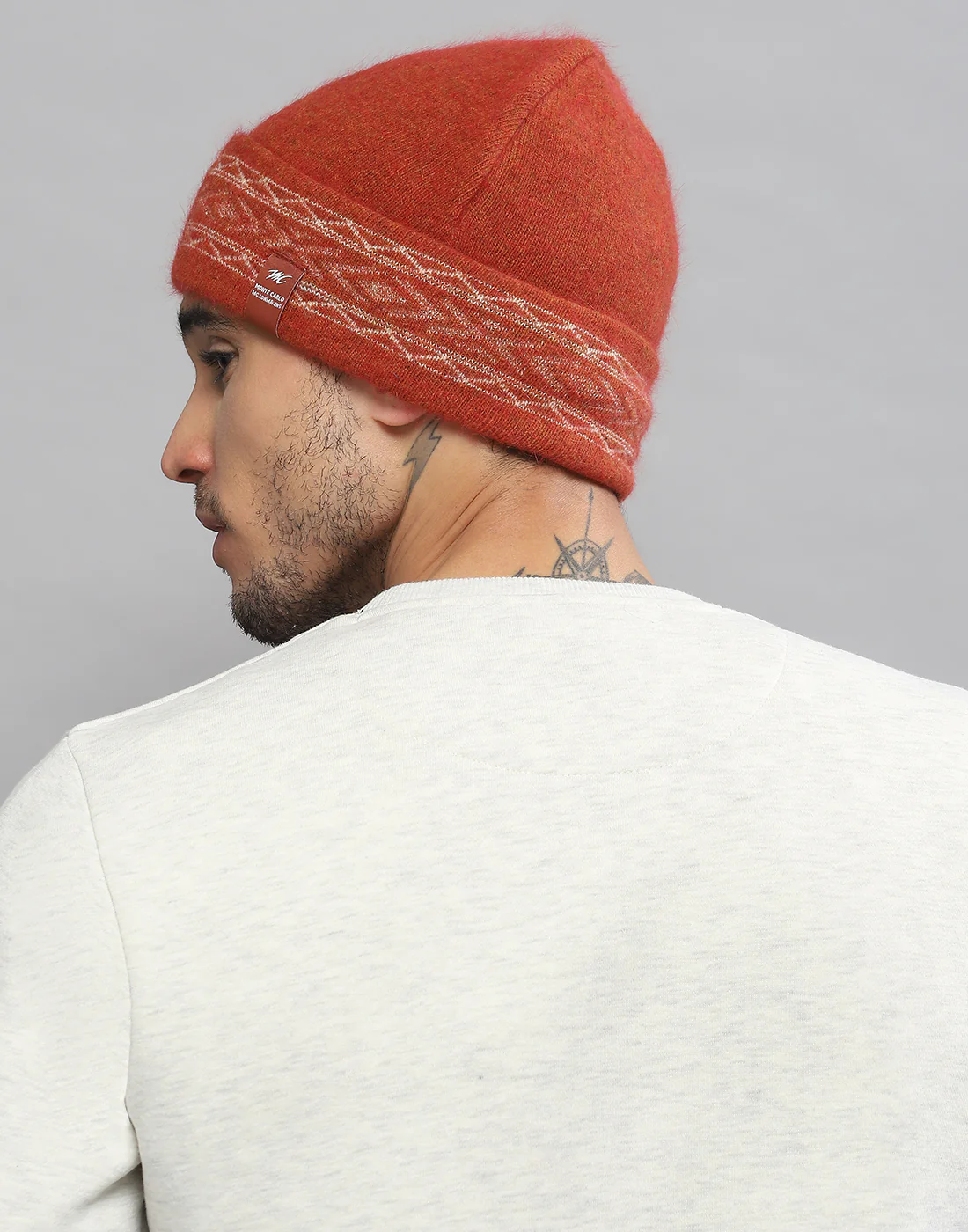 Men Rust Printed Angoora Cap - Image 4