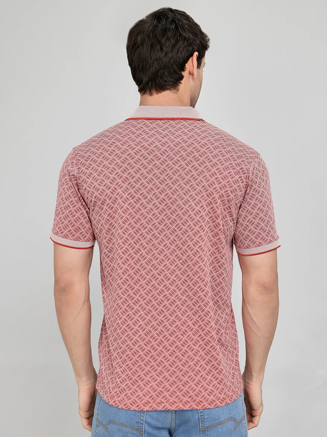 Men Rust Printed Collar Half Sleeve T-Shirt - Image 5