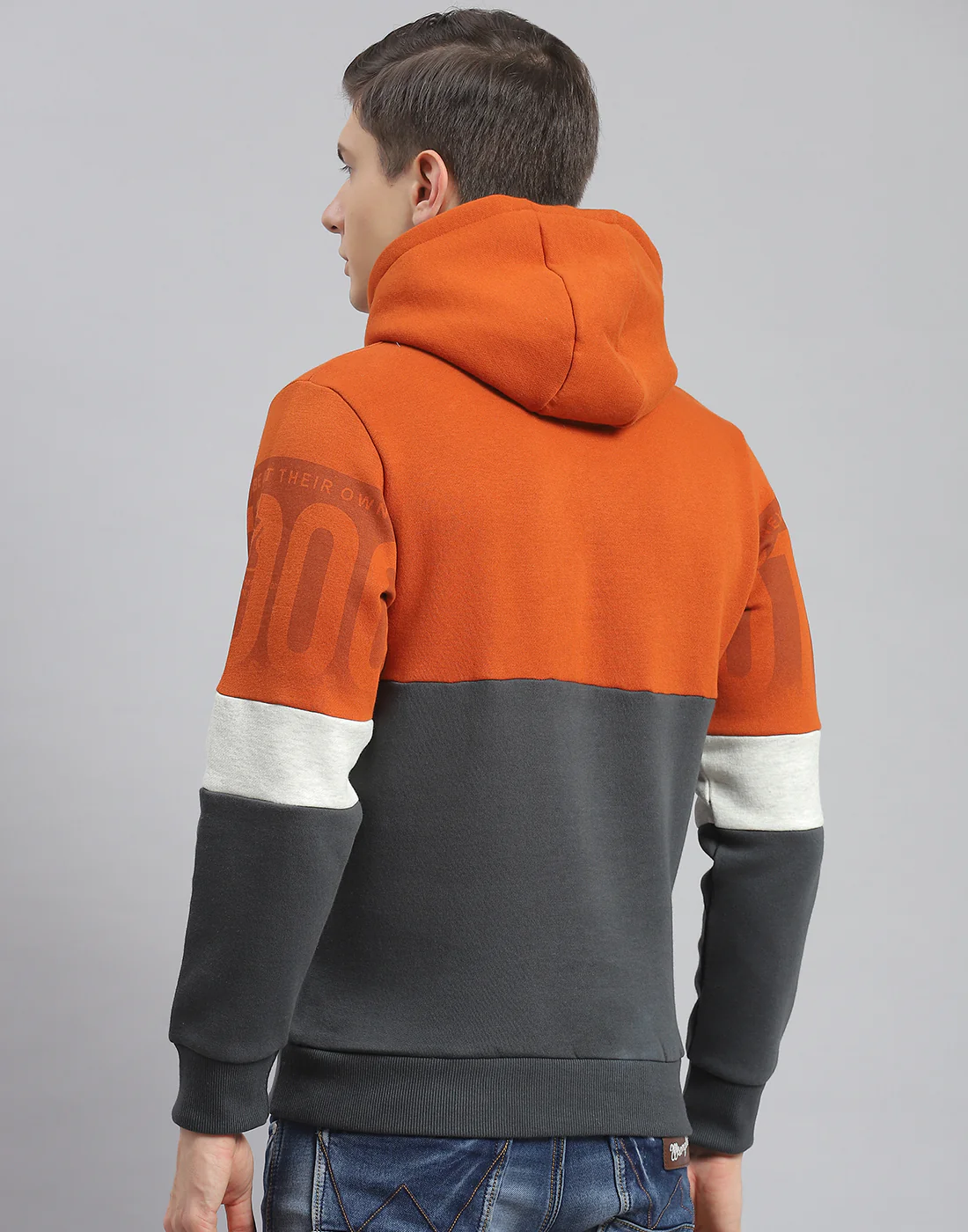Men Rust Printed Hooded Full Sleeve Sweatshirt - Image 5