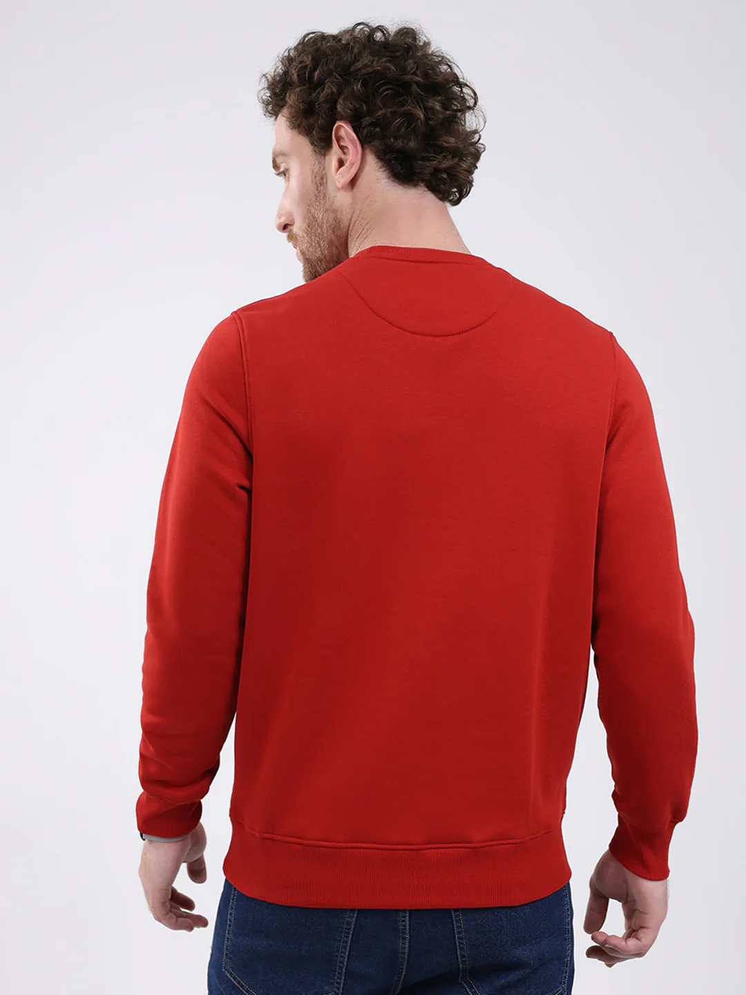 Men Rust Printed Round Neck Full Sleeve Sweatshirt - Image 5