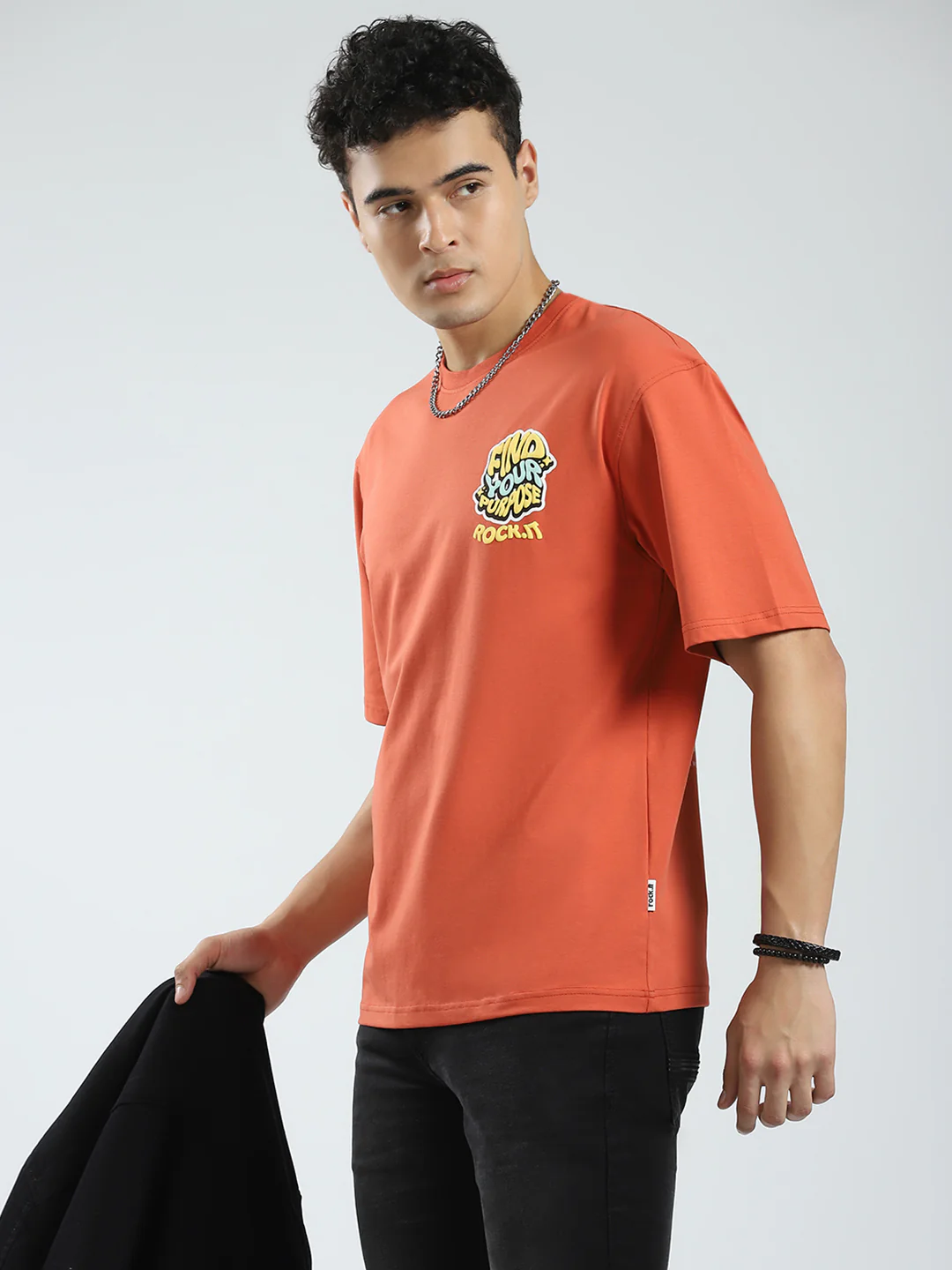 Rock.it Men Rust Printed Round Neck Half Sleeve T-Shirt - Image 6