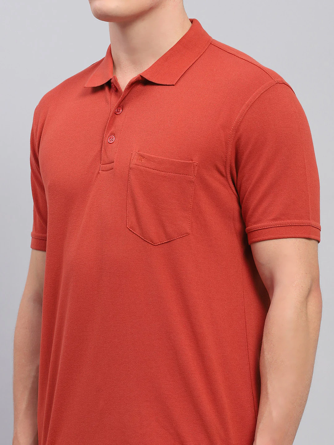 Men Rust Solid Collar Half Sleeve T-Shirt - Image 6