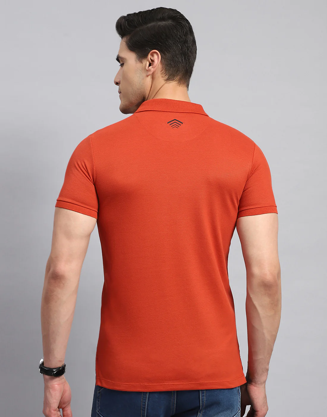 Rock.it Men Rust Solid Collar Half Sleeve T-Shirt - Image 5