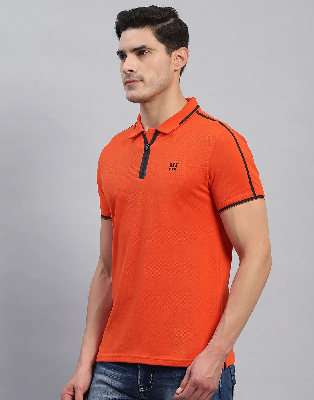 Rock.it Men Rust Solid Collar Half Sleeve T-Shirt - Image 3