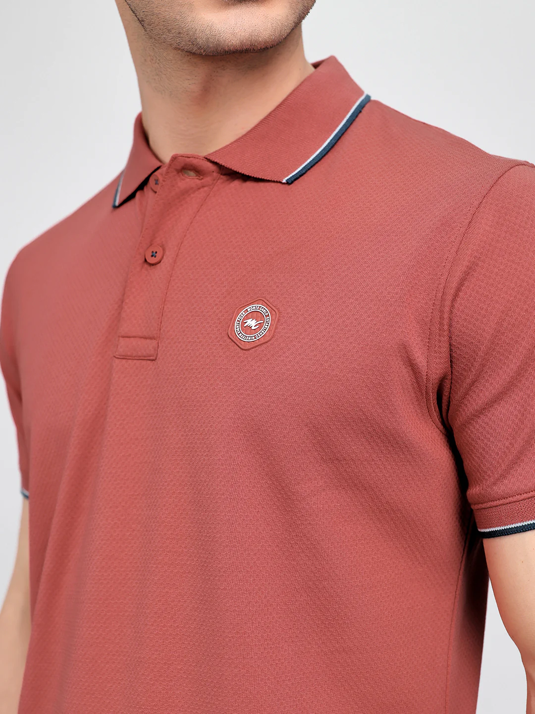 Men Rust Solid Collar Half Sleeve T-Shirt - Image 4