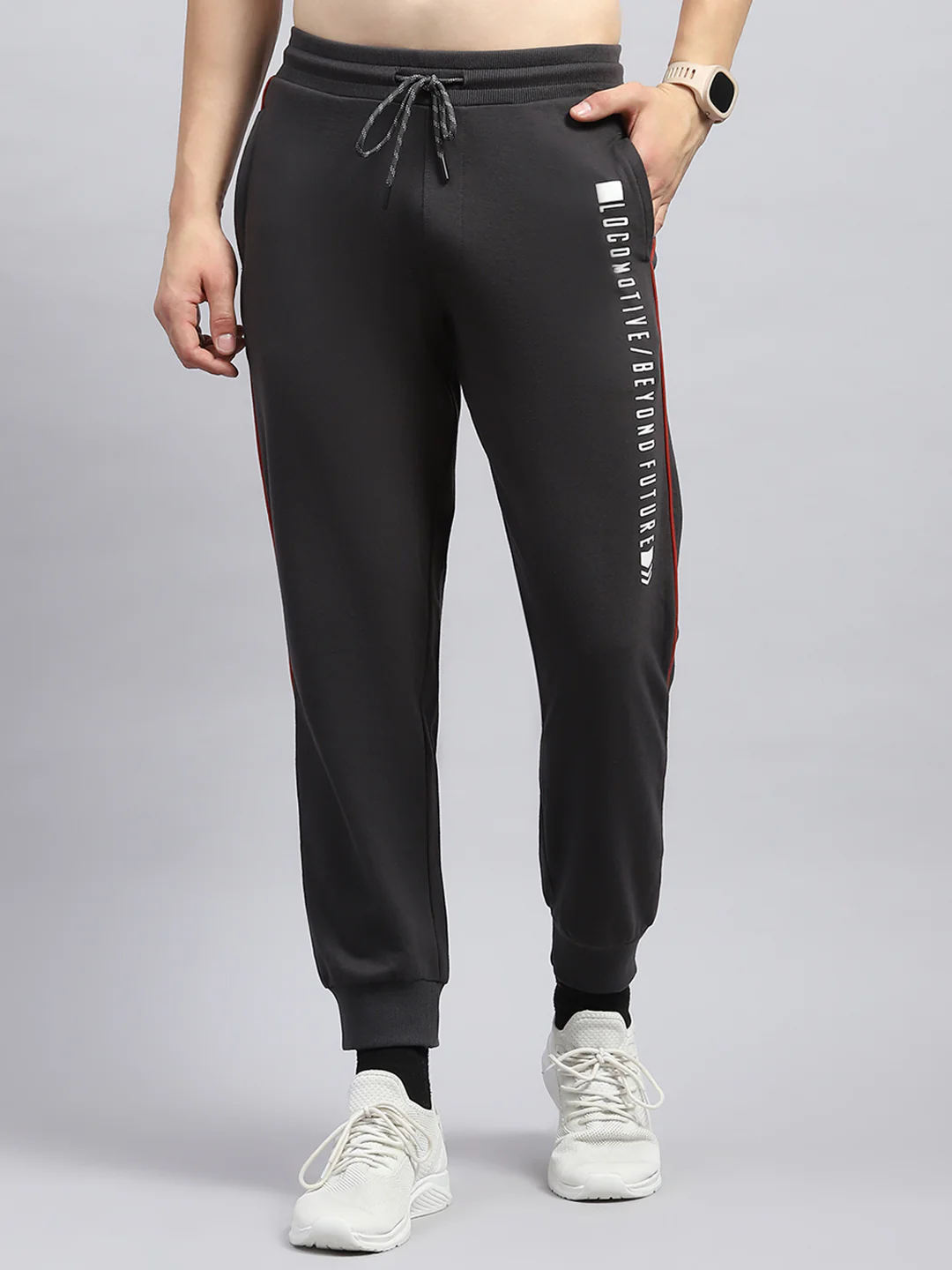 Men Rust Solid Mock Neck Full Sleeve Winter Tracksuit - Image 7