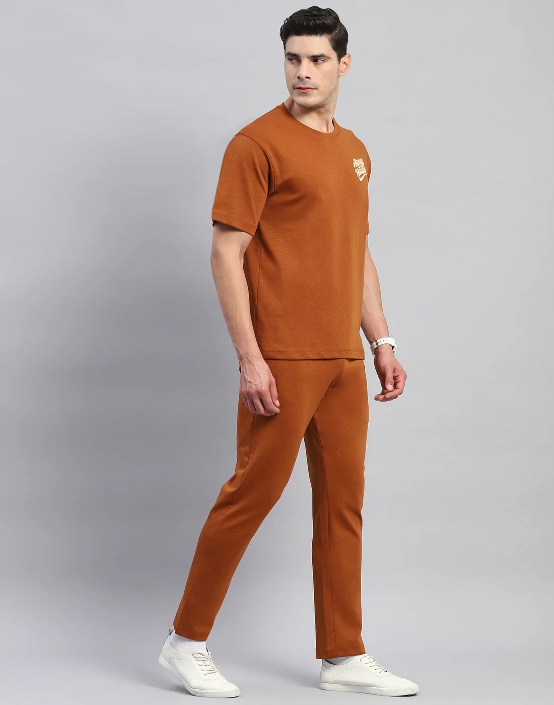 Rock.it Men Rust Solid Round Neck Half Sleeve Lower Set - Image 4