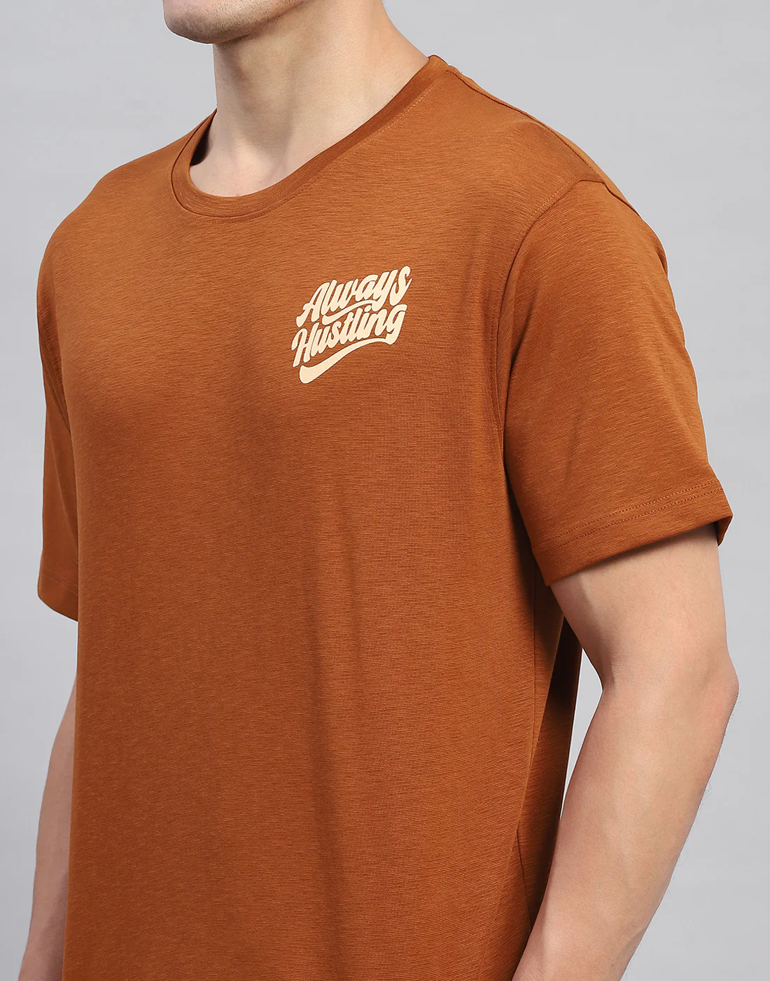 Rock.it Men Rust Solid Round Neck Half Sleeve Lower Set - Image 6