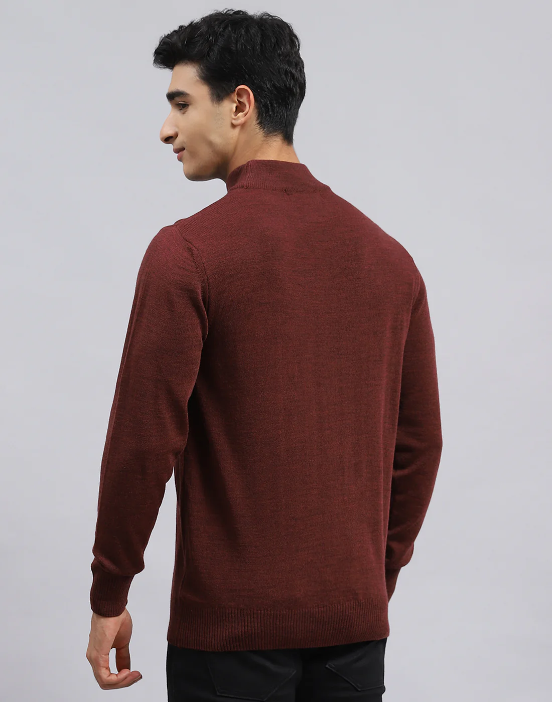 Men Rust Solid Turtle Neck Full Sleeve Pullover - Image 5
