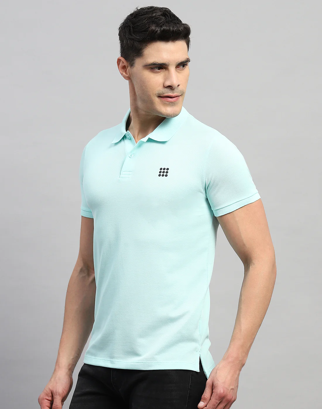 Rock.it Men Sea Blue Solid Polo Collar Half Sleeve T-Shirt - Image 3