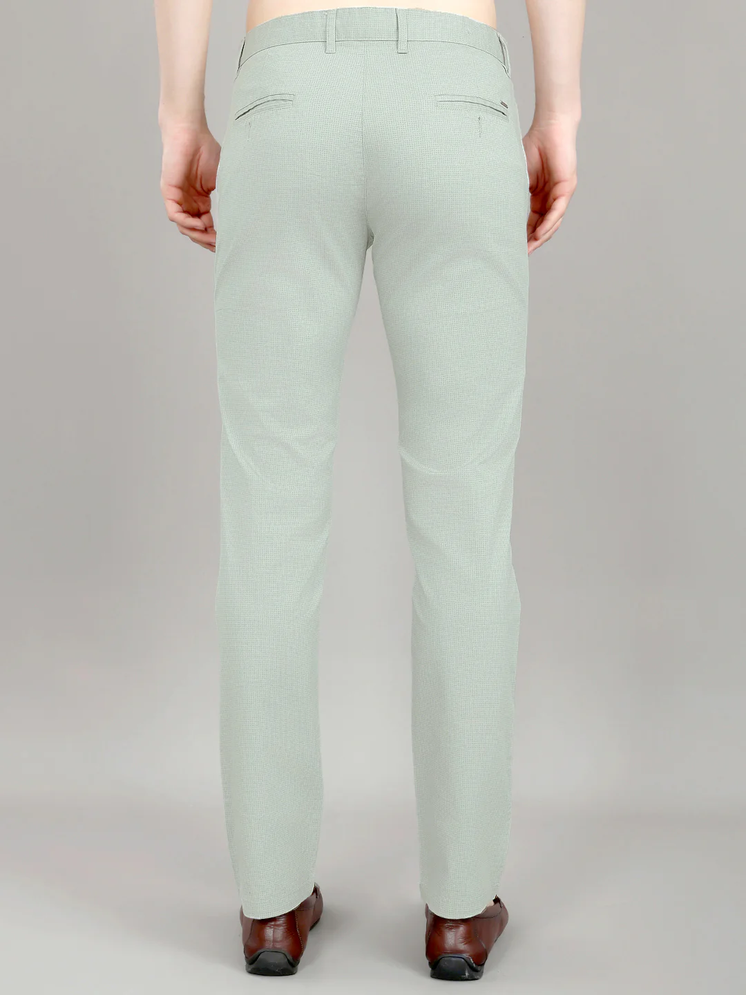 Men Sea Green Check Slim Fit Trouser - Image 5