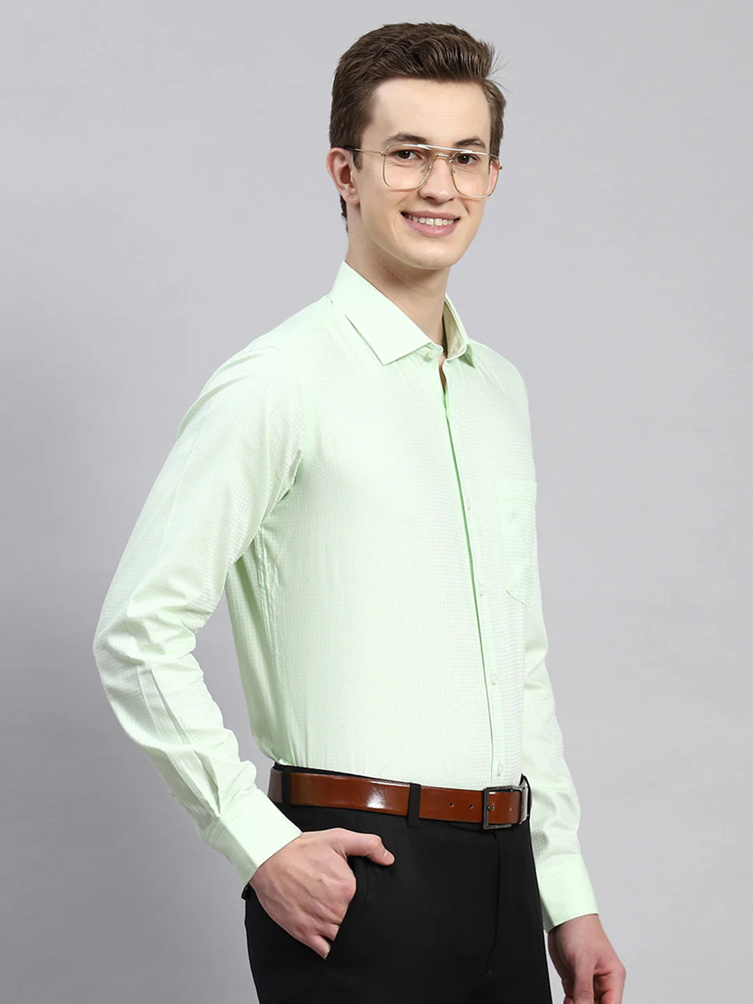 Men Sea Green Printed Shirt - Image 3